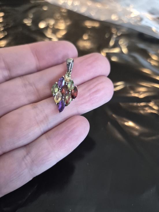 Jewelry - Multi-Gem Marquise Pendant Necklace Charm - Unbranded